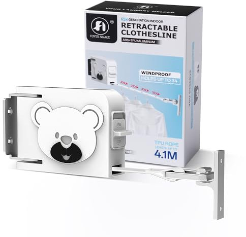 Foyer Nuage Filo stendibiancheria allungabile in TPU, lunghezza 4,1 m, per interni ed esterni, bianco