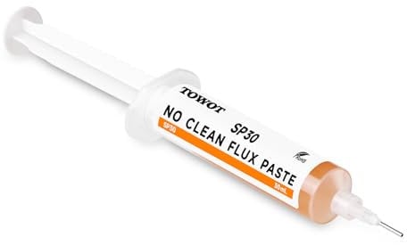 TOWOT No-Clean Soldering Flux Paste for Electronics, 30 ml, Pneumatic Dispenser with Plunger & Dispensing Tip
