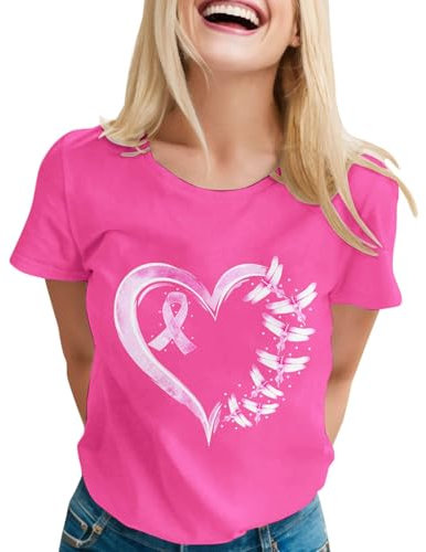 Générique Octobre Ruban Rose Cancer du Sein Sensibilisation T-Shirt Top Femme Top Rose Fushia Femme