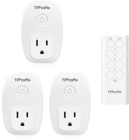 TiFFCOFiO Indoor Remote Control Outlet Plug, Wireless Light Switches, 100ft Range Remote Control, 15A/1875W, ETL Listed