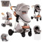 Sianldcone Poussette 3 en 1, Tissus Haut de Gamme Poussette Bebe, Poussoir Bidirectionnel Poussettes Avec Cosy, Vision Buverte Poussettes Combinées (V9 Light Grey)