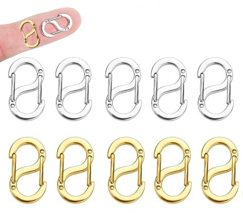 10 Stück Doppelöffnungs-Verkürzer-Verschluss Edelstahl-S-Lock-Armband-Verbindungsstück Halsketten-Clip für Ohrring Armband Halskette Anhänger Schmuck Basteln DIY (Gold & Silber)