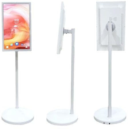 FXNFXLA Televisor Inteligente con Ruedas de 22 Pulgadas, 1080p, inalámbrico, Blanco, con batería incorporada, Pantalla táctil, Sistema operativo Android 12, 4+64 GB