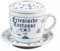 Kräuterteetasse - Friesische Teetasse - Indisch Blau Porzellan Tasse Becher Strohblume 320ml Deckel Teesieb Untertasse