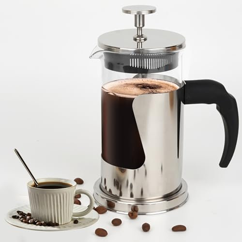 Starward Cafetera de Prensa Francesa, French Press 350 ml, Cafetera Portátil con Filtro Vidrio Borosilicato Resistente Al Calor, Filtro Acero Inoxidable, para Casa, Cocina, Oficina y Viajar