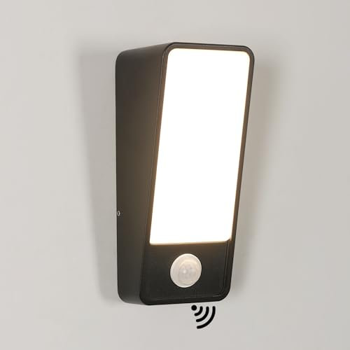 Comely Applique da Parete con Sensore di Movimento, Impermeabile IP65 Lampade da Parete 12W, Bianco Caldo 3000K Lampada a Muro per Interni ed Esterni, Giardini Ingresso Terrazza