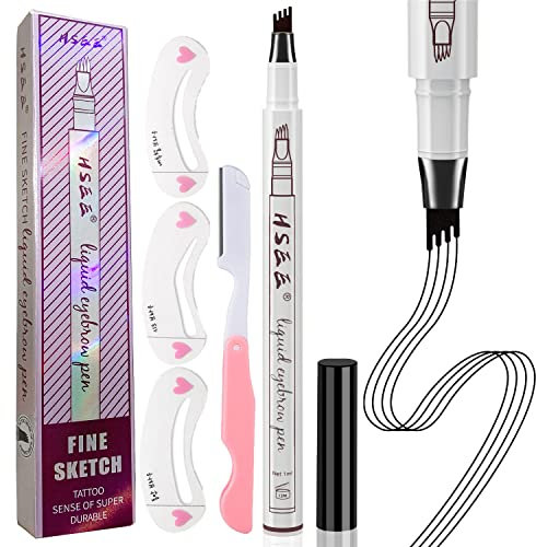 HSEE Eyebrow Pencil - Eyebrow Tattoo Pen - Microblading Eyebrow Pencil - Waterproof, Creates Natural Looking Eyebrows Effortlessly and Stays on All Day, 1 Count, Dark Grey