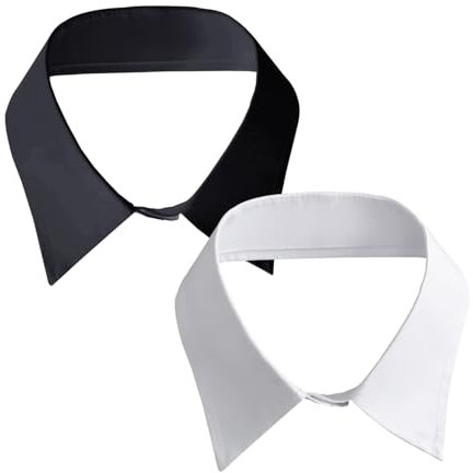 HDGSAFD Lot De 2 Faux Cols Unis, Col De Chemise, Faux Col Simple, Col Amovible, Faux Col Pour Femme (Noir, Blanc)