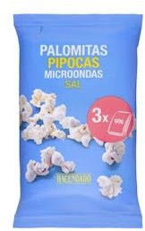 Palomitas de maíz con sal Hacendado para microondas Paquete 3 ud. (270 g) Pack 2