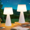 meoaow Tischlampe Solar Akku Nachttischlampe - Kabellos Led Tischleuchte 2er Set 3600mAH Aufladbar Touch Dimmbar Weiß IP44 Batterie Lampe mit USB für Modern Wohnzimmer Schlafzimmer und Outdoor