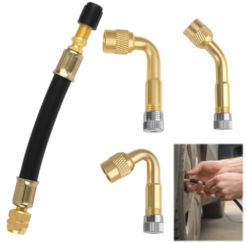 unillea Rallonge di Valvola per Pneumatico 1pc, Adattatore in Rame Puro per Auto, Moto e Scooter, Valvola Angolare 45° 90° 135° e Flessibile 125mm per Gonfiaggio Veloce Pneumatici