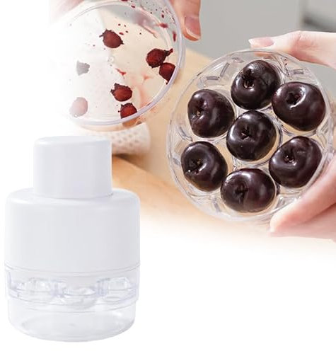 Kirschentkerner Werkzeug, 2025 Neu Tragbarer Push Down Kirschkernentferner, Kirschentsteiner Obstentkerner Cherry Kirsch Entkerner Kein Griff Design Cherry Pitter für Küche, Picknick (Weiß)