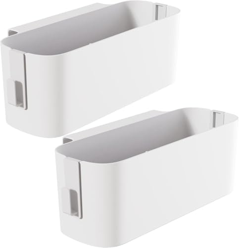 Yitobici 2 Stück Hängebett Organizer Aufbewahrungskorb, Hängekörbe mit 2 Abnehmbarer Haken, Robuste Nachttisch Caddy,Wohnheim, für Familie, Büro-Weiß