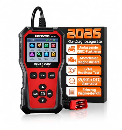 OBD2 Diagnosegerät Auto, KFZ Auslesegerät mit OBDII/EOBD Scanner, Vollständigen Diagnosefunktionen, Fehlercodes Lesen & Löschen, DTC Datenbank,Batterie Test,Live Daten für BMW VW Mercedes Audi ab 2000