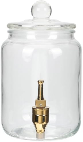 INOOMP Récipient à Jus Cuisine en Verre avec Robinet en Cuivre, Pot de Verre Scellé pour Conserver les Boissons Plus Longtemps, Stockage des Aliments