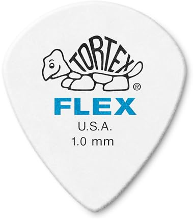 JIM DUNLOP 468P1.0 Tortex Flex Jazz III Guitar Pick, 1.0mm, White - 12 Pack