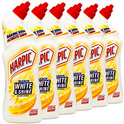 Harpic Bleach White & Shine Citrus Fresh Toilet Cleaner 750ml pack of 6,