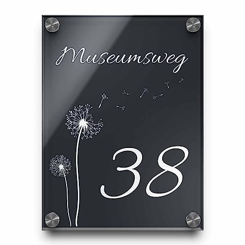 Edles Türschild | Hausnummer 15x20 cm mit Gravur mit über 80 Motiven Familien-Haus Familienschild Türschilder für die Haustür mit Namen