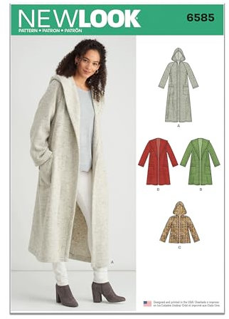 New Look UN6585ANew Look Pattern 6585 Misses' Coat with HoodA (XS-S-M-L-XL), Paper, White