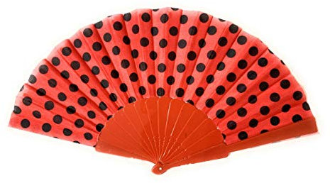 Caprilite Spanish Flamenco Red Black Polka Dot Fan Chinese Folding Hand Held Dancing Prom Party Fans Gift