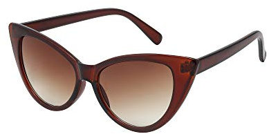 Sunglasses For Women Cat Eye Ladies Retro Vintage Designer Style UV400 Protection (Brown)