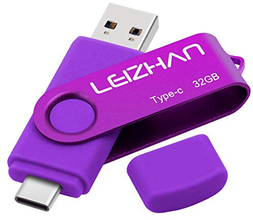 LEIZHAN Clé USB 3.0 32 Go Flash Drive USB Type C OTG Pendrive USB pour Huawei Samsung Smartphone Android de Type C-Violet