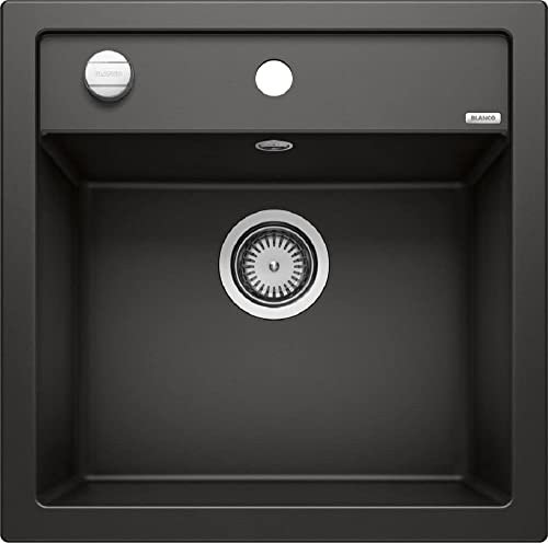 BLANCO DALAGO 5 | Granitspüle aus SILGRANIT schwarz | Einbauart: Einbau von Oben | für 50 cm breite Unterschränke | Großes Beckenvolumen für optimale Nutzung | Reinigungsfreundliche Öberfläche
