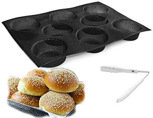 Moule à pain en silicone pour hamburger et pain, 8 cavités