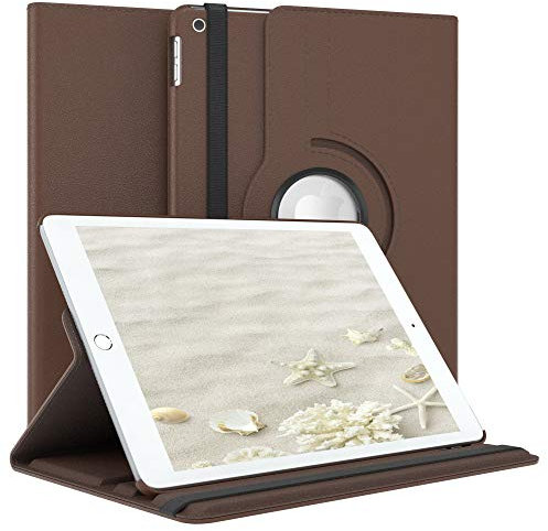 EAZY CASE - Tablet Hülle für iPad 7./8./9. Generation Schutzhülle 10.2 Zoll Smart Cover Tablet Case Rotationcase zum Aufstellen Klapphülle 360° drehbar mit Standfunktion Tasche Kunstleder Braun