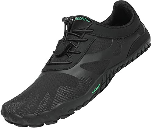 SAGUARO Barfußschuhe Herren Barfuss Schuhe Damen Barfussschuhe Outdoor Sport Zehenschuhe Fitnessschuhe rutschfest Traillaufschuhe Ja Schwarz,Gr.48