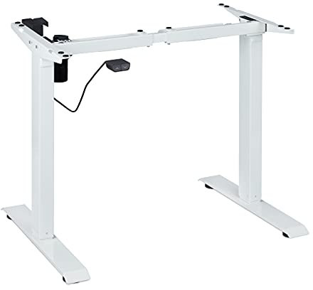 relaxdays Pied de Bureau réglable en Hauteur, électrique, Extensible, tréteau, 71-121 cm, Cadre Table, Acier, Blanc