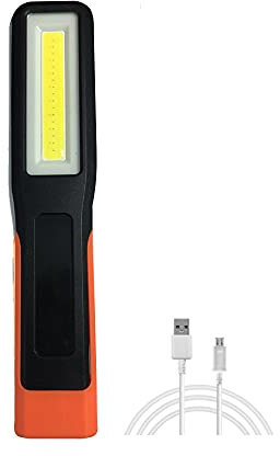 WALCHO Lampe de Travail COB Baladeuse LED 2O00mAh, Lampe d'inspection Rechargeable USB, Avec Base Magnétique pour Réparation de Voiture, Camping, Usage Domestique et d'Urgence