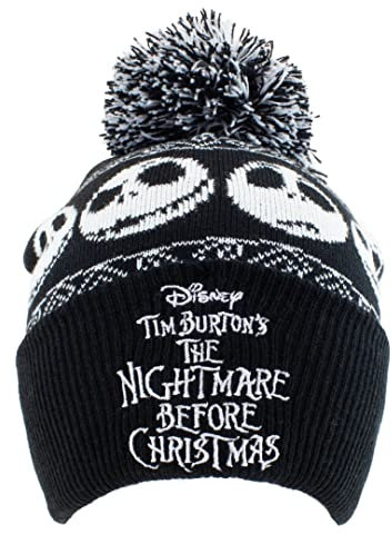 The Nightmare Before Christmas Unisex Nightmare Before Christmas-Beanie Pom-Basic Snow Kappe, Mehrfarbig, One Size
