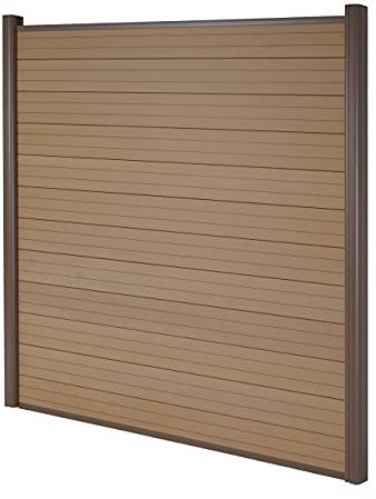 Mendler WPC-Sichtschutz Sarthe, Windschutz Zaun, Alu-Pfosten Basiselement, 1,90m - Teak