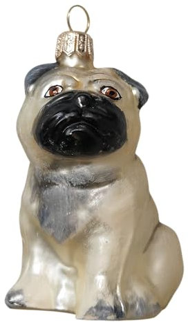 Hund Mops Mopshund Pug Weihnachtsbaumkugel Glas Christbaumschmuck Weihnachten