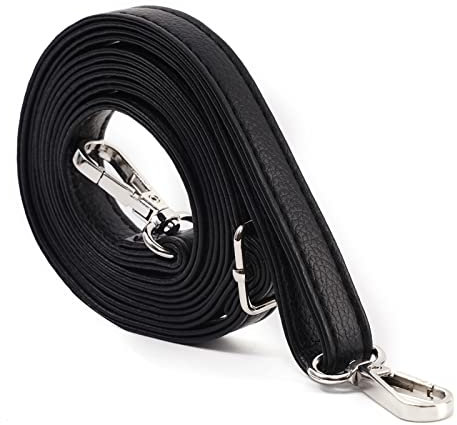 PU Leder Crossbody Kettenriemen Trageriemen Geldbörse Strap Tasche Kette Ersatzriemen (Schwarz-Silber)
