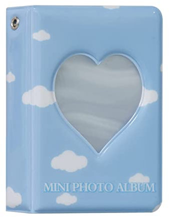MEISO 40 Taschen Mini Fotoalbum, Einsteckalbum Süß Fotobuch Liebesherz Hohl Fotohüllen für 3 Zoll Fotopapier Fotokartenhalter Aufbewahrung Bilderalbum kompatibel mit Sofortbildkamera