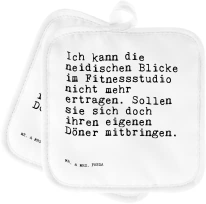 Mr. & Mrs. Panda 2er Set Topflappen Ich kann die neidischen... - Geschenk, witziger Spruch, Fitness, Ofenhandschuh, Topfuntersetzer, lustiger