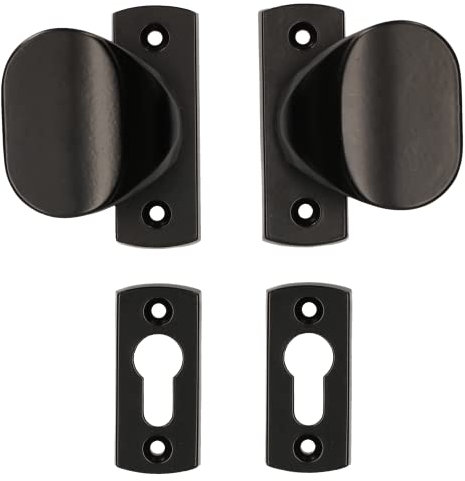 KOTARBAU® Satz Knäufe 65 mm mit Rosetten für Profilzylinder Schwarz