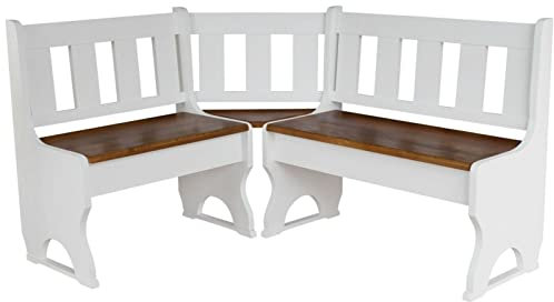 k koma Stilvolle Eckbank aus massivem Kiefernholz – Weißer Korpus & warme Erle-Sitzfläche – Perfekt für Küche & Esszimmer (120 x 140)