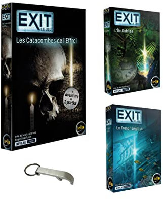 Lot Jeux Exit Catacombes De L'Effroi + Ile Oubliée + Le Trésor Englouti + 1 Décapsuleur Blumie (Catacombes + Ile + Trésor)