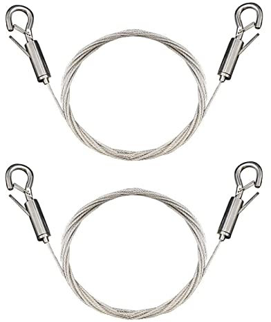 Kit di fili per appendere quadri, kit di 2 ganci da 2 m x 1,5 mm, in acciaio inox, resistente, per montaggio a parete, per specchi, cornici, luce fino a 24 kg