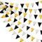 32Ft Black Gold Silver Fabric Triangle Banner Flag Double Sided Metallic Holographic Pennant Bunting Garland for Birthday Holiday Wedding Baby Shower Anniversary Graduation Theme Party Decorations
