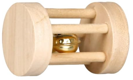Karlie Rassel mit Glocke - Nagerspielzeug - Holz - Natur - 7x5x5 cm