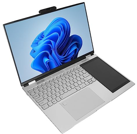 Bewinner Win11 Laptop mit Doppeltem Bildschirm, 15,6 Zoll IPS HD Display, 7 Zoll Handschriftdisplay, Quad Prozessor, 16 GB, Dualband WLAN, 1,9 MP Webcam, HD Laptop mit (16 GB +