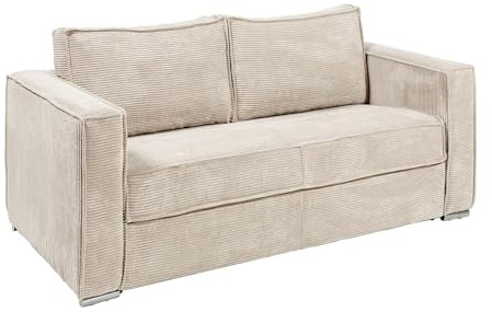 Vente-unique - Schlafsofa 3 Loreto - Samt - beige