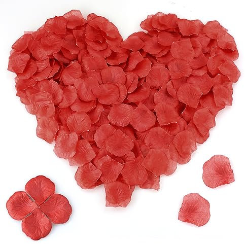 HXMJIED Lot de 1 000 pétales de rose artificiels en soie pour chambre à coucher, émulation sans goût, pétales de rose en soie pour lit, mariage, maison, fête, décoration romantique