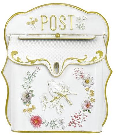 Z² BellaDecor Briefkasten Vintage Shabby Briefkasten Anthrazit Retro Postkasten Landhausstil Metall Wandbriefkasten Antik Stil Nostalgischer Garten Outdoor Deko