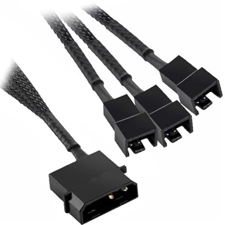 Bolwins M34S Câble adaptateur Molex 4 broches vers 3 broches / 4 broches – Câble d'alimentation de ventilateur de 27 cm pour ordinateur PC