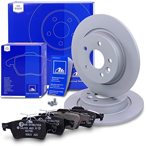 ATE Bremsenset Hinterachse inkl. Bremsscheiben hinten Ø 280 mm voll und Bremsbeläge hinten Kompatibel mit FORD C-MAX (DM2), FOCUS Mk2, VOLVO C30, C70, S40, V40, V50